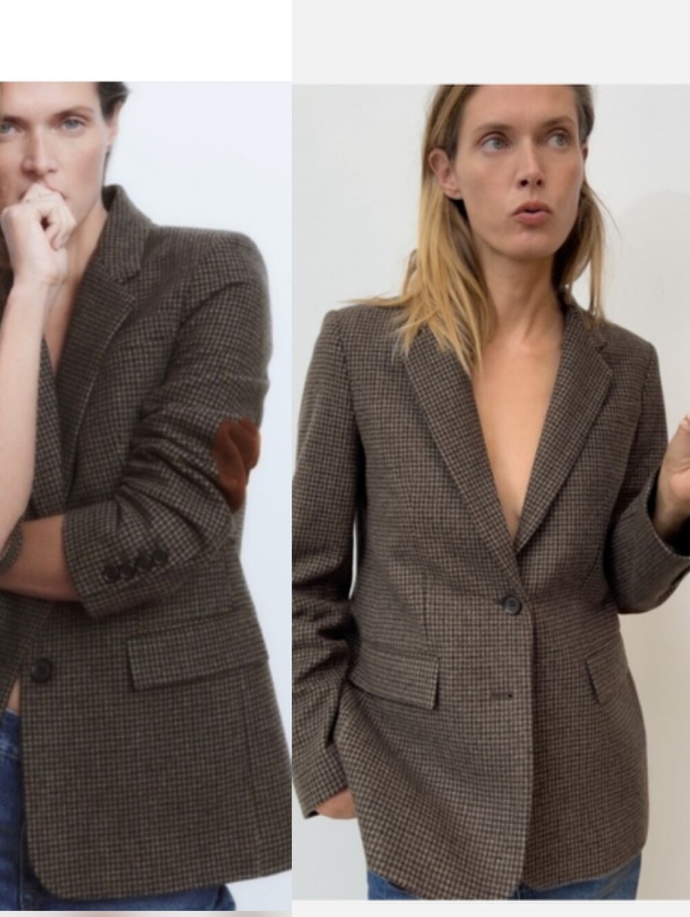 ZARA Wool Blend Checkered Blazer Size L